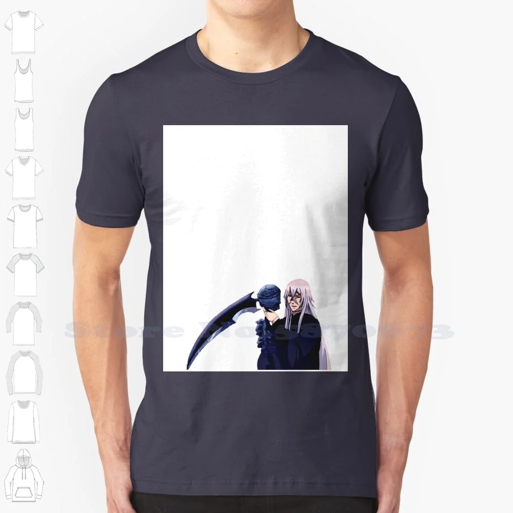 100% Cotton T-Shirt Black Butler Ciel Phantomhive Anime Manga Grim Reaper Shinigami