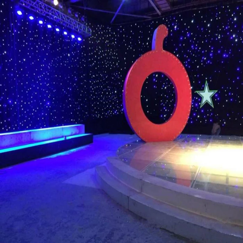 LED Backdrop 3mx4m Flame RGB LED Star Cloth DMX Controlled Party Stage Deco Backdrop Curtain