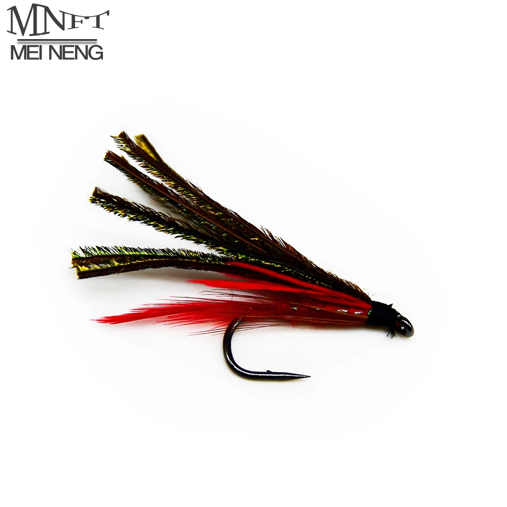 MNFT 10PCS 7# Red Peacock Demon Streamer Artificial Baits Fly Trout Flies Fly Barbed Hooks Fishing Lure