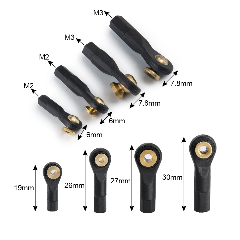 AXSPEED 10PCS M2 M3 Rod End Plastic Ball Head Holder Tie Wear Resisting Ball Joints for RC Boat Car Airplane Trucks Buggys