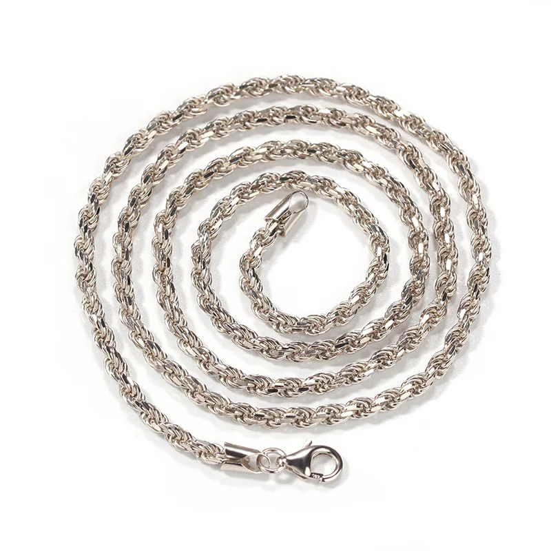 

18"-30" S925 Sterling Silver 3mm Rope Chain Luxury Twist Link Chain for Men Women 925 Sterling Silver Jewelry Gold Silver Color