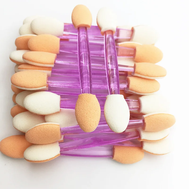 50/5 Uds pinceles desechables para sombra de ojos esponja de doble cara pinceles de sombra de ojos de maquillaje de nailon para aplicador cosmético maquillaje caliente