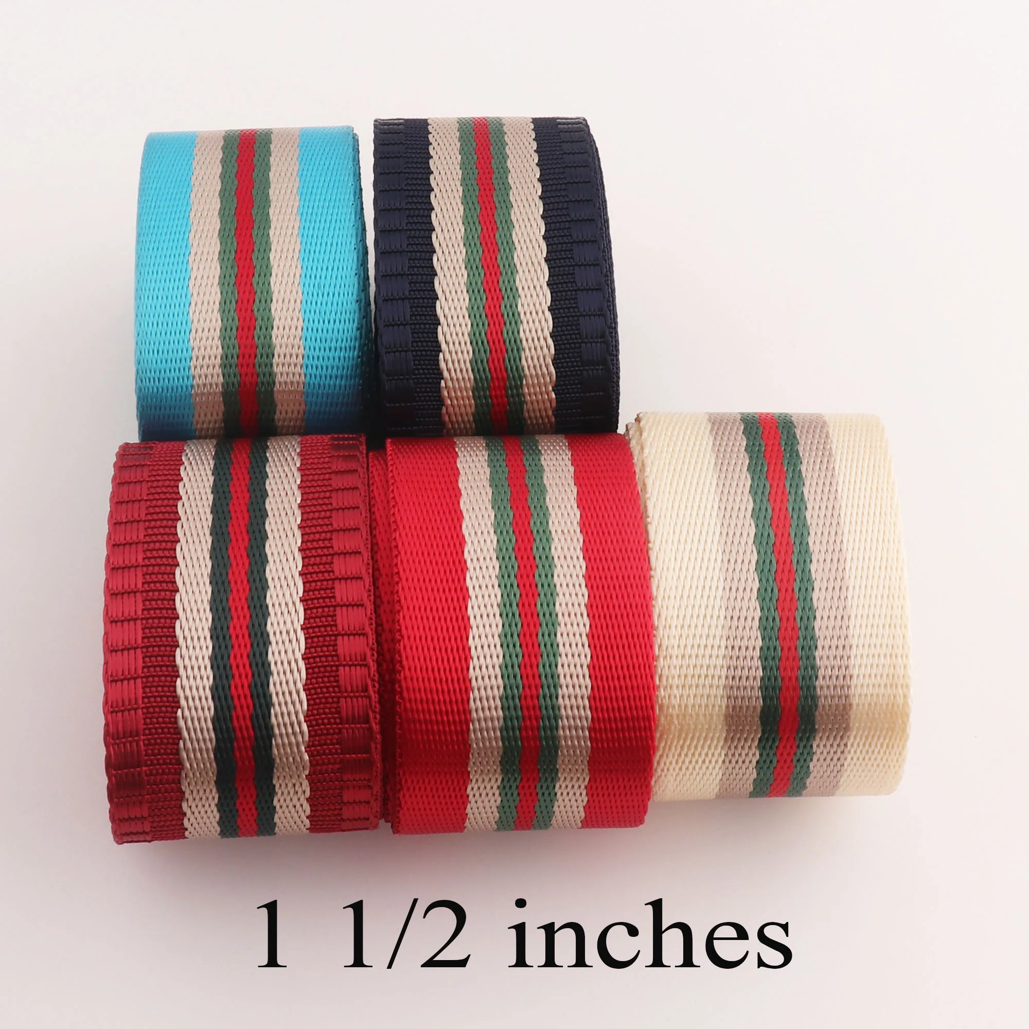 3M 38mm Blue/Red Webbing Purse Strap Ribbon Patterned Nylon Webbing Band Bag Handle Polyester Belt Sewing Accessories