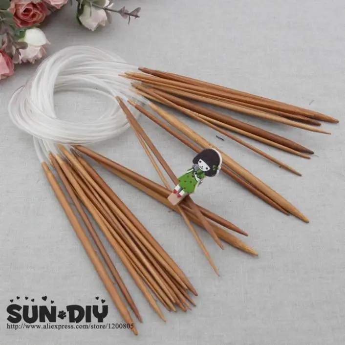 

Free shipping Bamboo Circular knitting needles 80cm 18 pcs 2.0-10.0mm for DIY crafts knitting Needlework