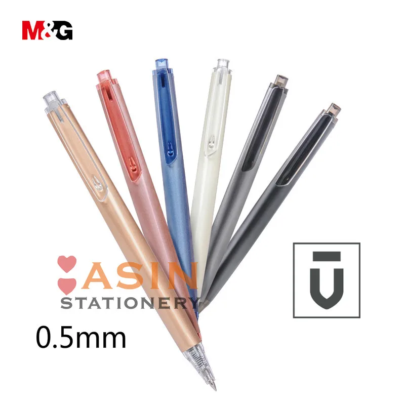 M&G Retractable Gel Pen 0.5mm Black/Blue/Red,Gel Roller Ball Pen,Refillable & Elegant High-density Plastic