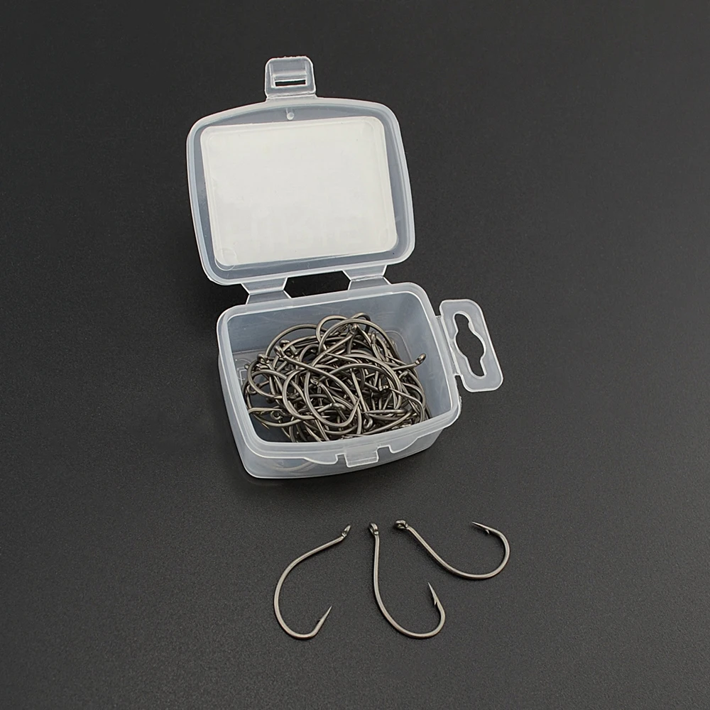 100pcs Coated High Carbon Steel Barbed Fishing Hooks Fishing Tackle Accessories 8015 with Box