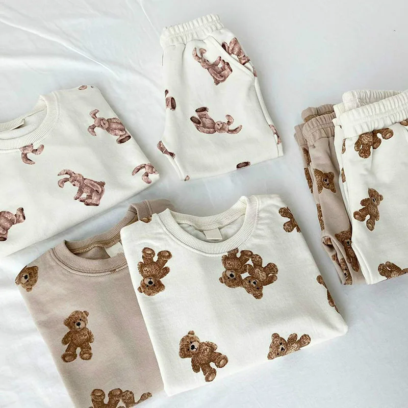 Toddler Baby Girl Clothes Tracksuit Cartoon Bear Boy Clothes Sets Autumn Baby Boy Long Sleeve Sweatshirt + Trousers 2 Pcs Suit