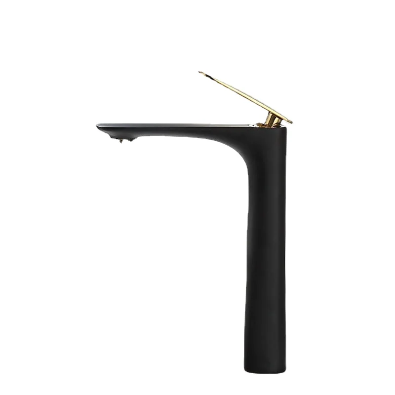 

Basin Faucets Black and Gold Sink Mixer Hot and Cold Bathroom Basin Tap Brass Black Bathroom FaucetSink Tap
