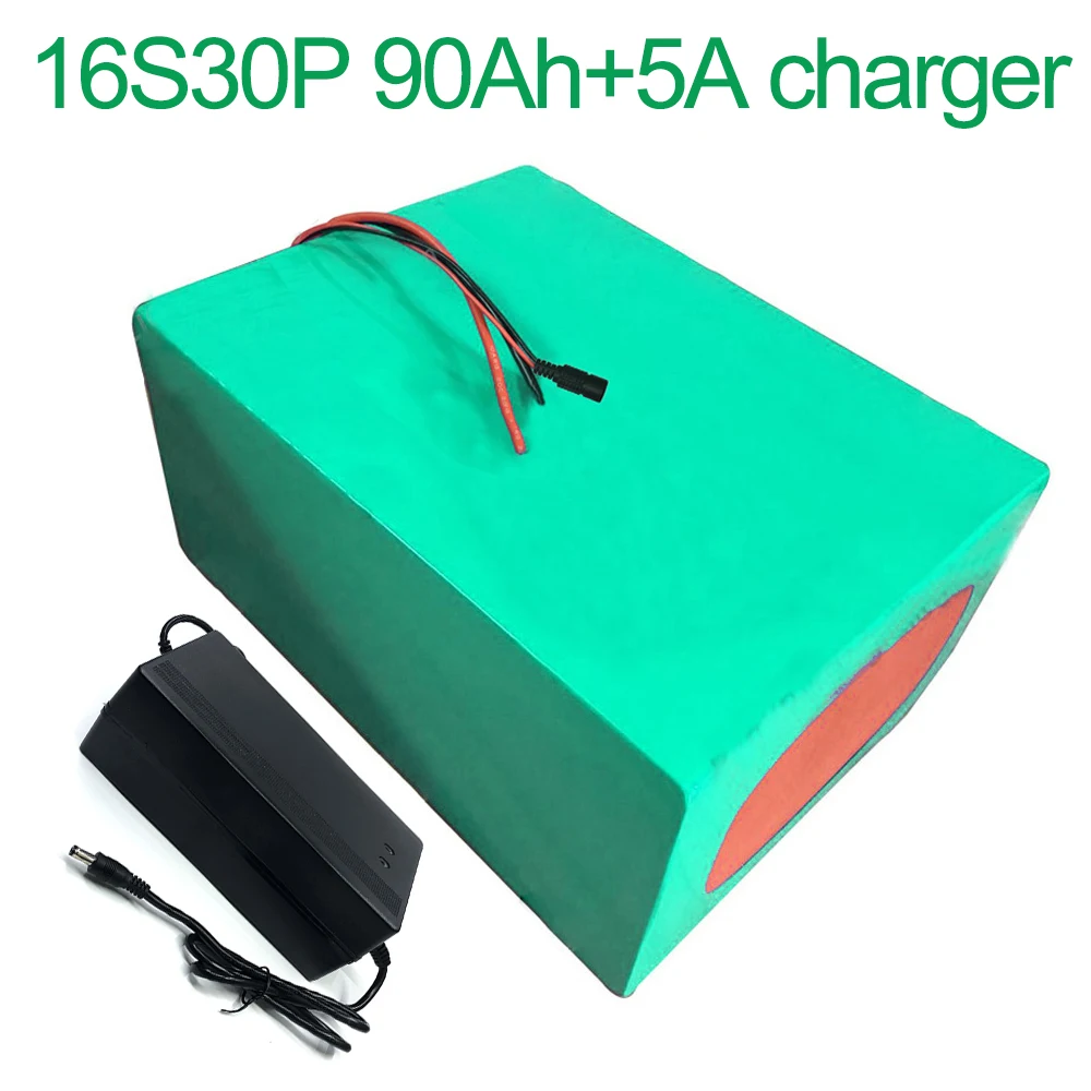 With 5A charger 60V 90Ah 16S30P 18650 Li-ion Battery electric two Three wheeled motorcycle bicycle  ebike 310*335*170mm