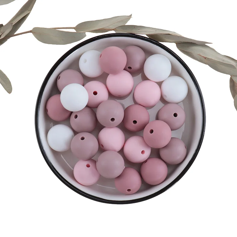 10PCS Loose Silicone 15mm Round Baby Teether Bead Bpa Free Newborn Chewable Teething Necklace Bracelet Jewelry Making Food Grade