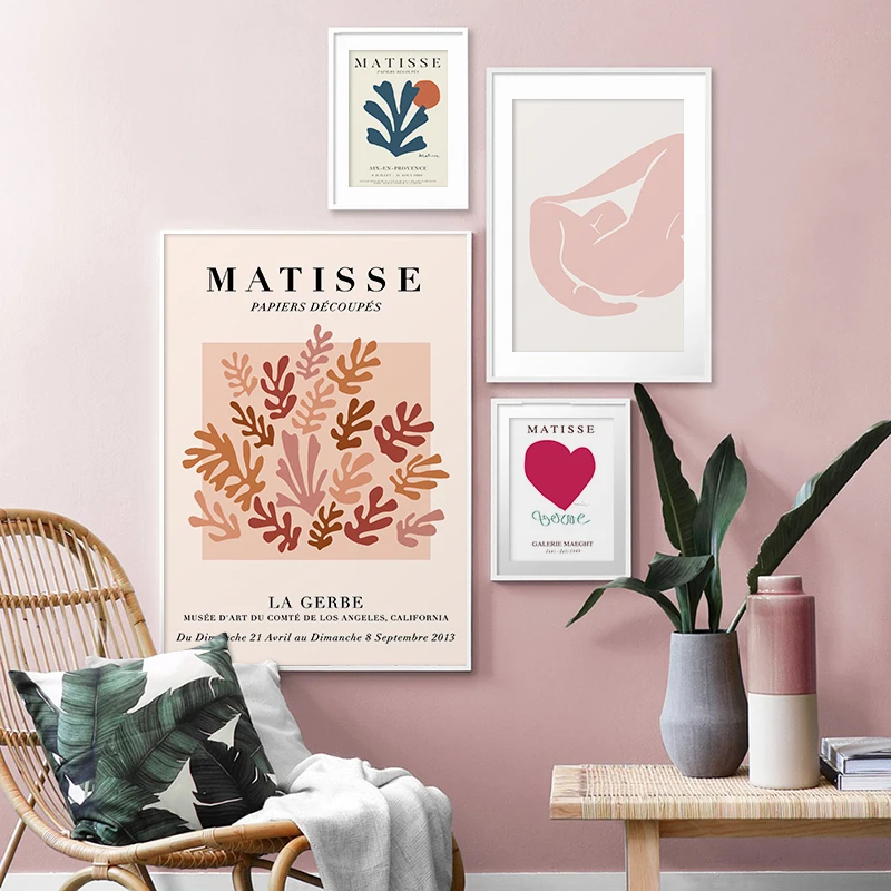 Henri Matisse Abstract Illustration Canvas Painting Cut Out Print Vintage Exhibition Poster Beige Wall Art Pictures Home Decor