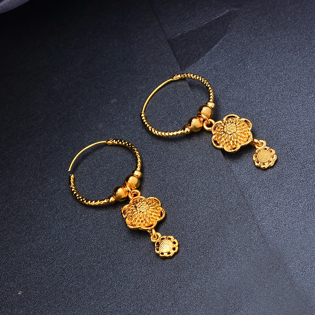 Dubai Small 24k Gold Color Earrings  For Women Twist African Party Wedding Gifts Earrings Gift