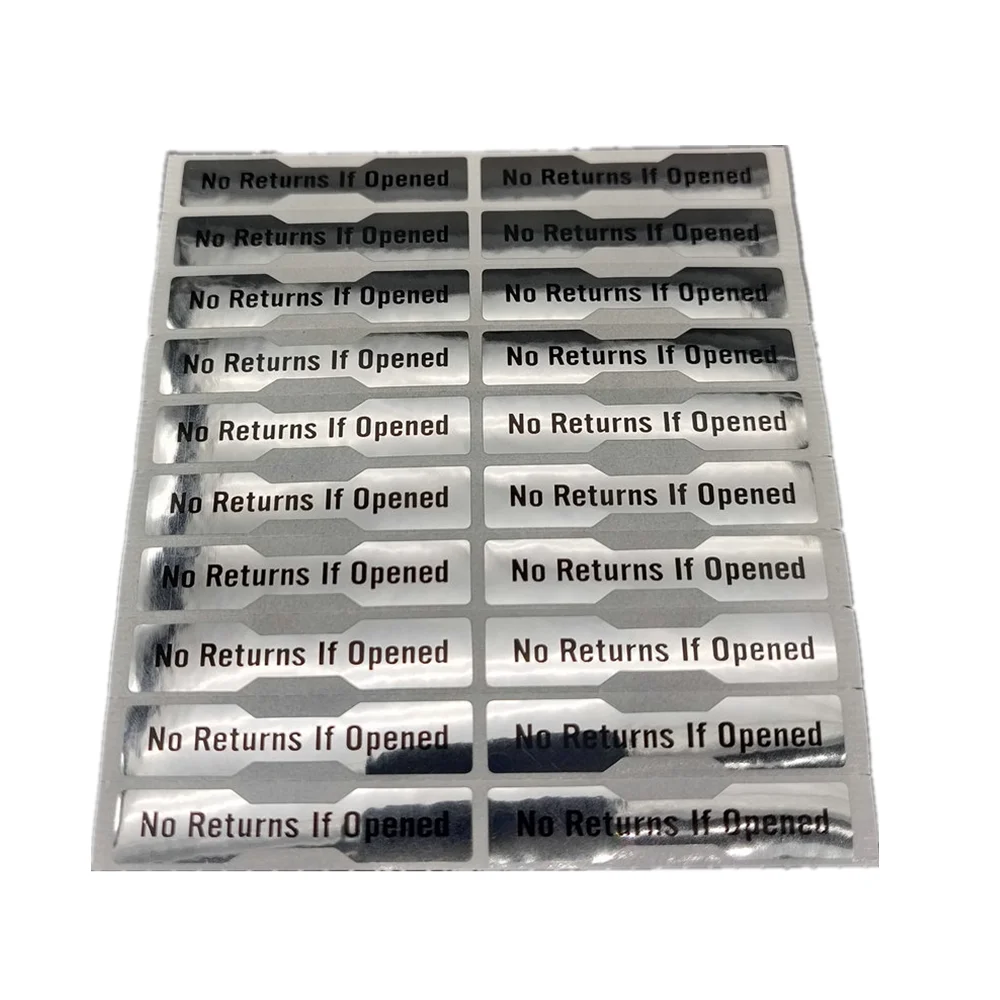 Garantía de 1000 piezas, pegatina a prueba de manipulaciones, sin devoluciones si se abre, 50mm X 10mm