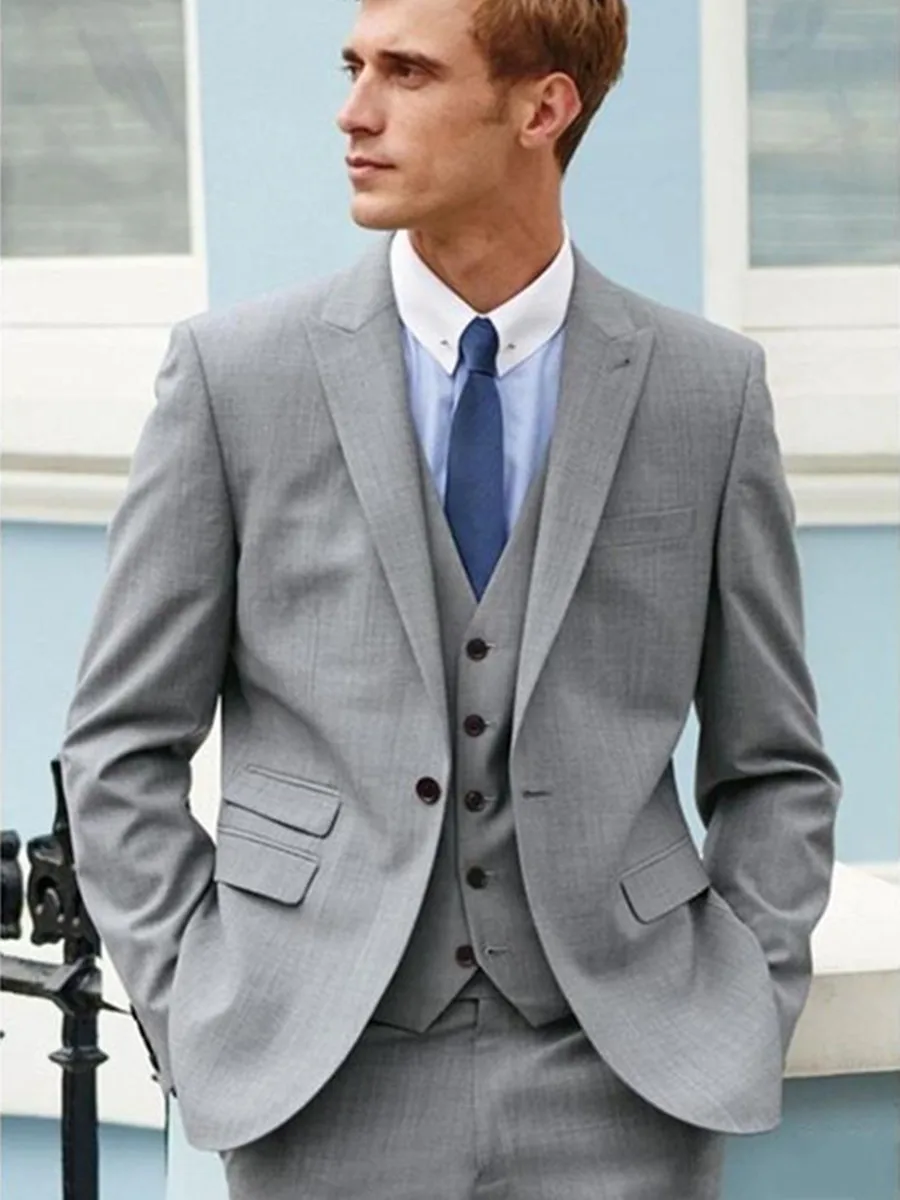 

New Arrival One Button Groomsmen Peak Lapel Groom Tuxedos Men Suits Wedding/Prom Best Blazer ( Jacket+Pants+Vest+Tie) C308