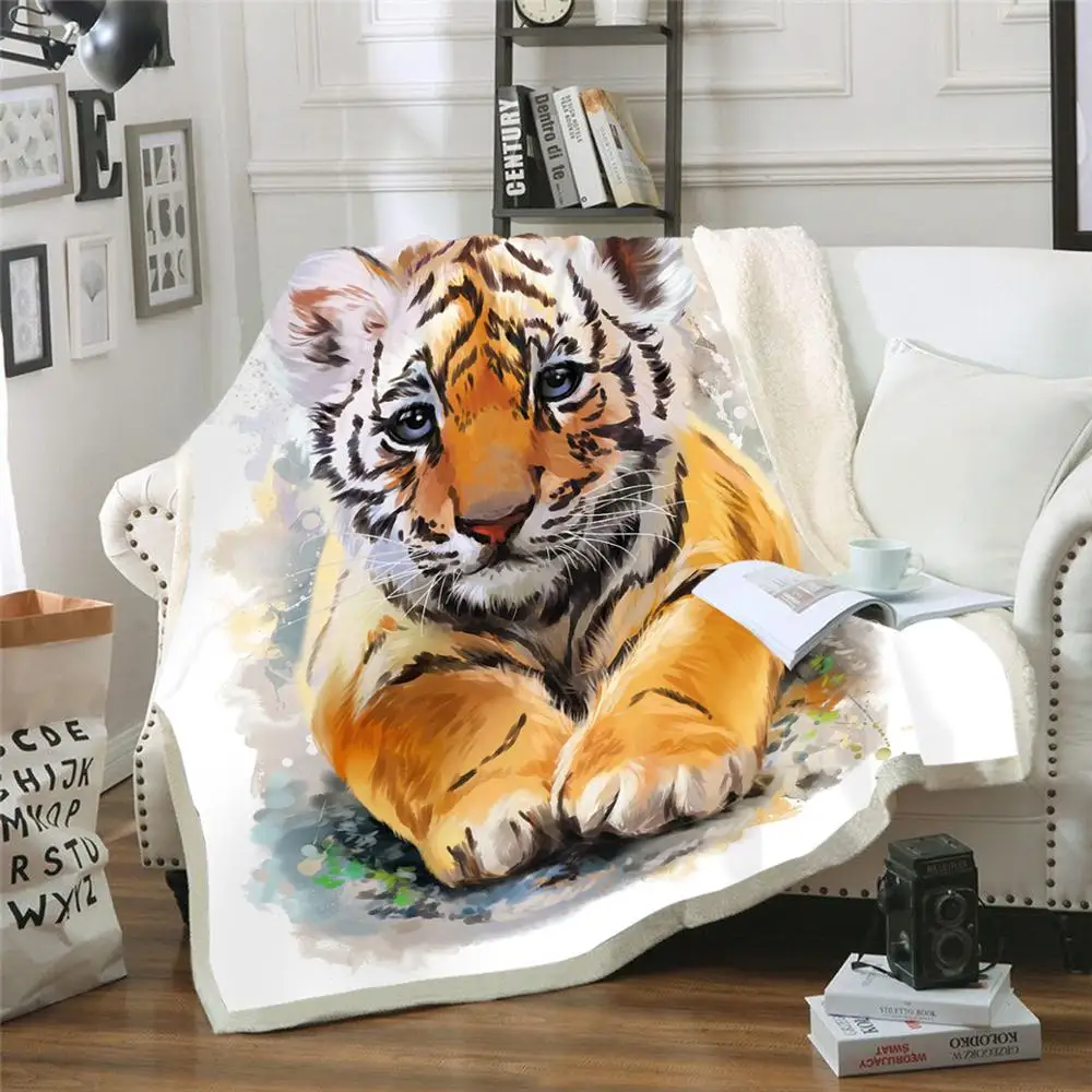 

Lovely tiger 3d Printed Fleece Blanket for Beds Hiking Picnic Thick Quilt Fashion Bedspread Sherpa Throw Blanket Adults Kids 01