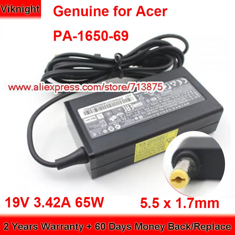 Genuine ADP-65DB 65W Charger 19V 3.42A AC Adapter for Acer S3-391-6677 S3-951-6893 AP.06501.005 PA-1650-86 Power Supply