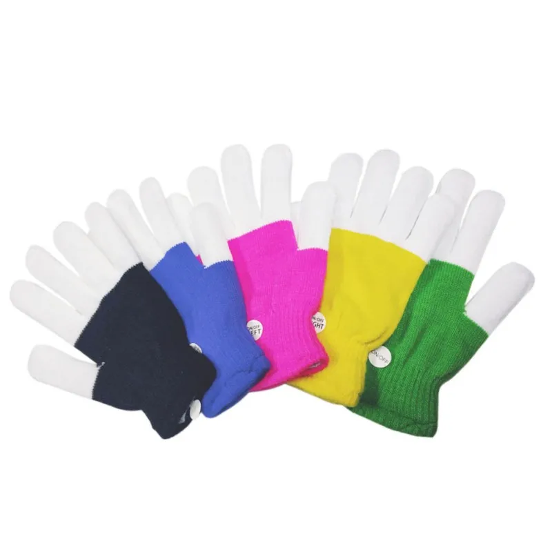 Guantes LED para niños que mantienen el calor, 7 modos de luz, juguetes para dedos, suministros de fiesta, sombrero luminoso para Halloween