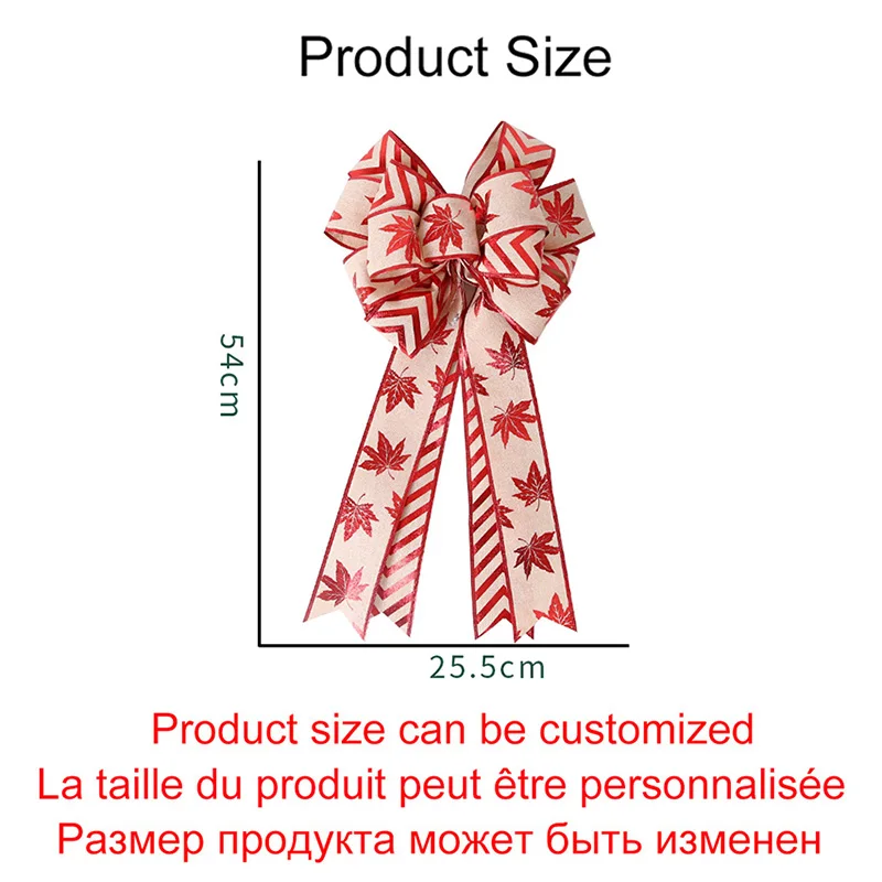 54*25cm Large Christmas Bow Christmas Tree Decoration New Year\'s Eve Decorations Christmas Party Ribbon Bows Linen Bowknot