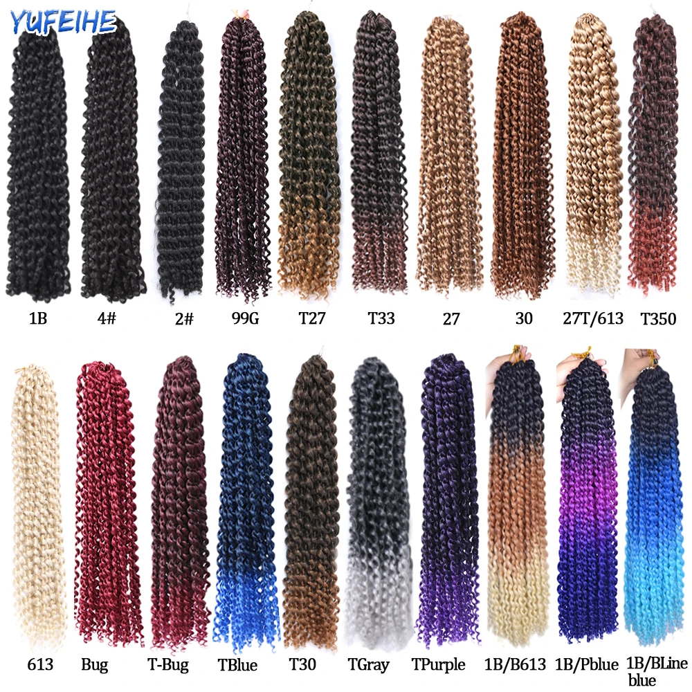 18inch Passion Twist Hair Synthetic Hair Crochet Water Wave Hair Extendions Ombre Braiding Hair For Women Blue Purple Blonde