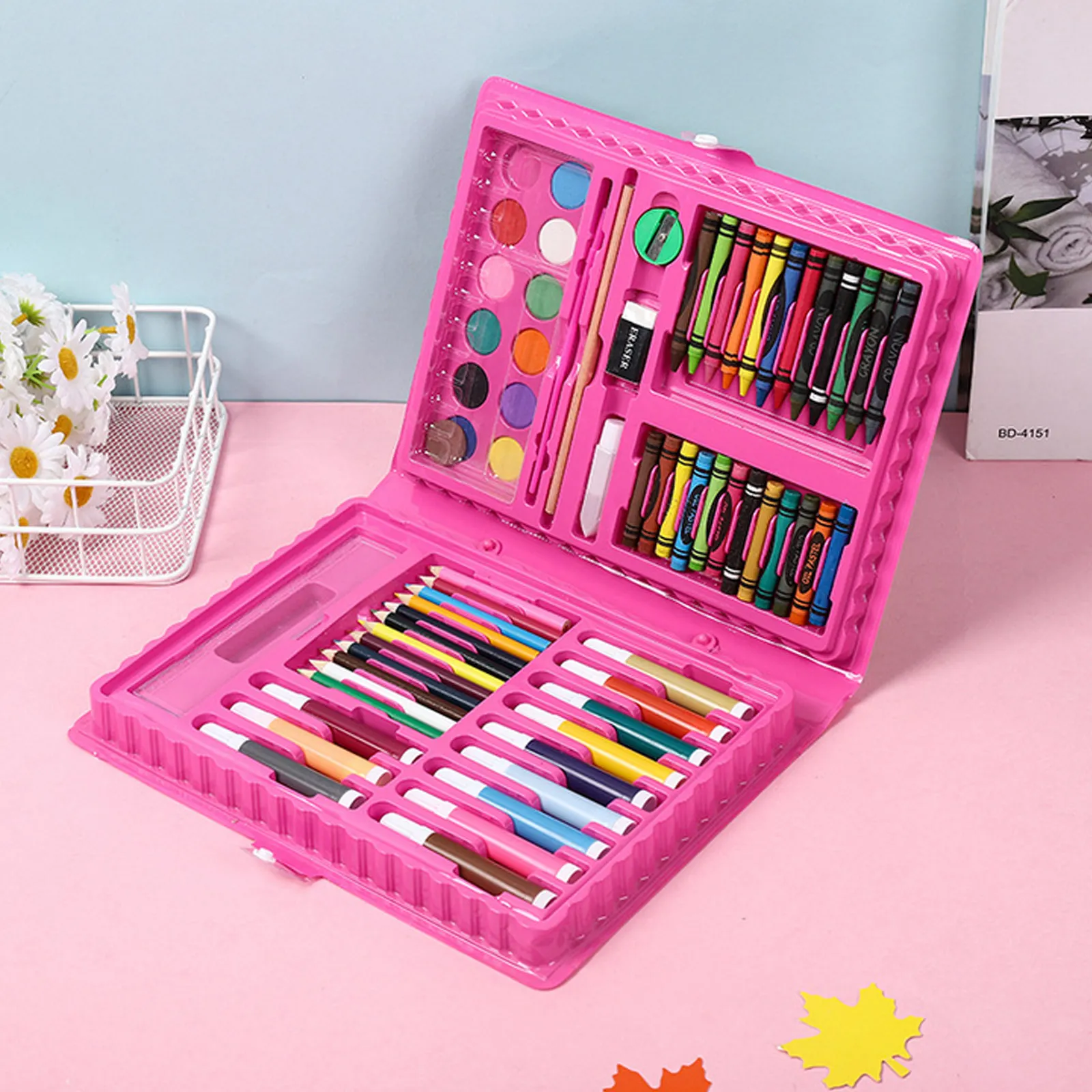 68PCS Kids Painting Drawing Art Set with Crayons Oil Pastels Watercolor Markers Colored Pencil Tools for Toddlers Gift