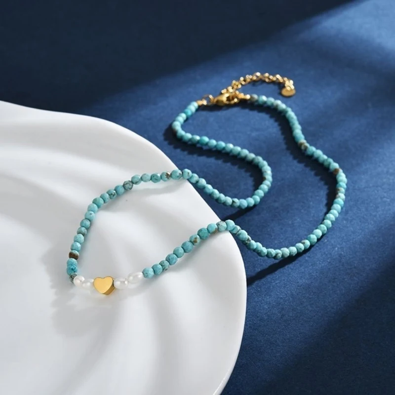 

2022 New Turquoises Beads Choker Necklace Natural Stone Popular Jewelry for Women Nice Gift Dropshipping