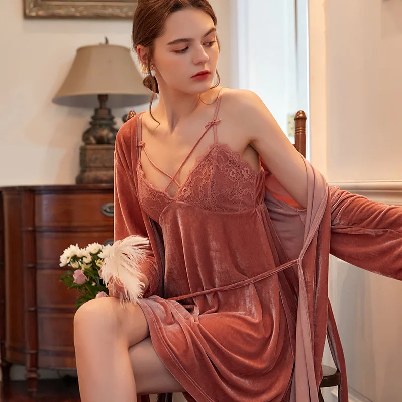

Robes Women Romantic Night Gown Women Lingerie Sets INS Fashion Robe Lady