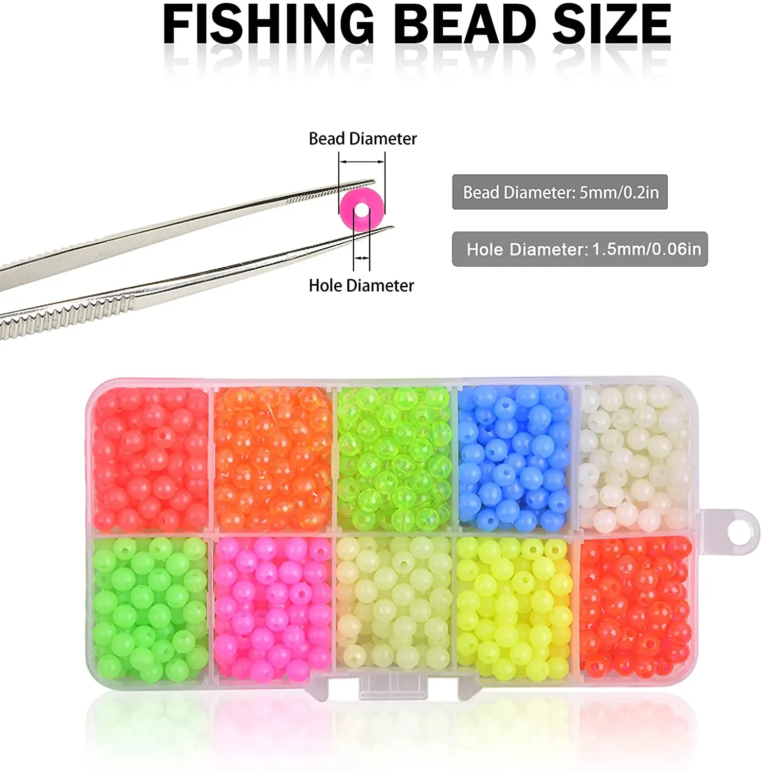 1000pcs Fishing Beads Assorted Beads Round Float Glow Fishing Rig Beads Luminous Fishing Bait Eggs Plastic Beads Fishing Lures