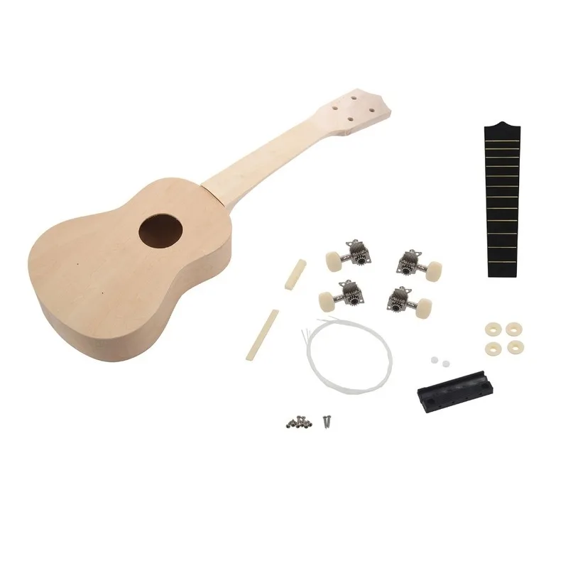 21inch DIY Wooden Ukulele Soprano Hawaiian Guitar Uke Kit Musical Instrument DIY