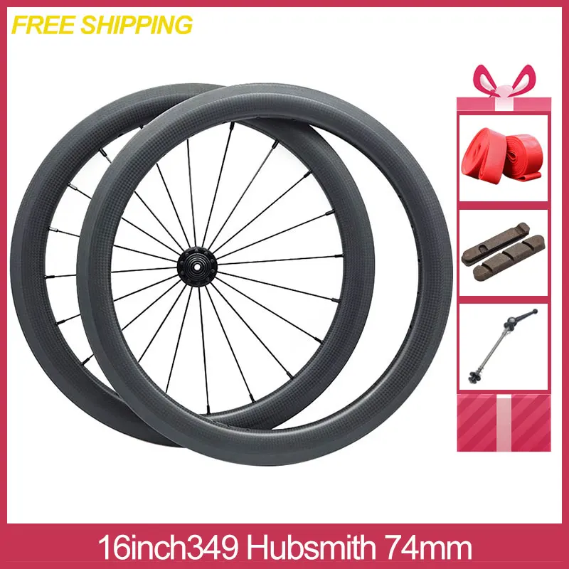 

349HV-WR T700 Carbon Fiber Spaim Spoke Custom Wavea Fnhon Gust V Brake Clincher 16inch Bike Wheel