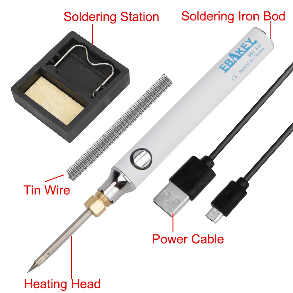 ชุดเครื่องเชื่อมเหล็กไฟฟ้า USB แบบพกพาปรับอุณหภูมิได้3ระดับ5V 8W เครื่องมือซ่อมงานเชื่อม
