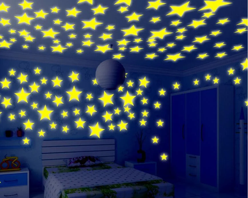 50/70/100 PC children fluorescent kids bedroom glow in the dark stars shine wall stickers stars luminous shine colors decals