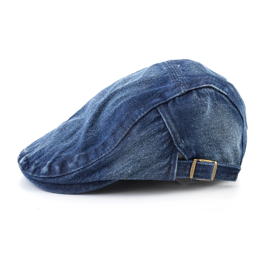 Fashion Beret Cap Men Outdoor Casual Peaked Cap Washed Denim Beret Women Streetwear Unisex British Style Vintage Boina Ajustable