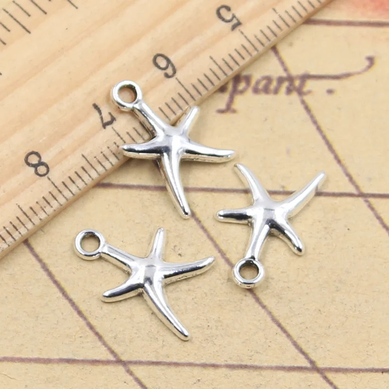 30pcs Charms Starfish Sea Star 17x12mm Tibetan Silver Color Pendants Antique Jewelry Making DIY Handmade Craft