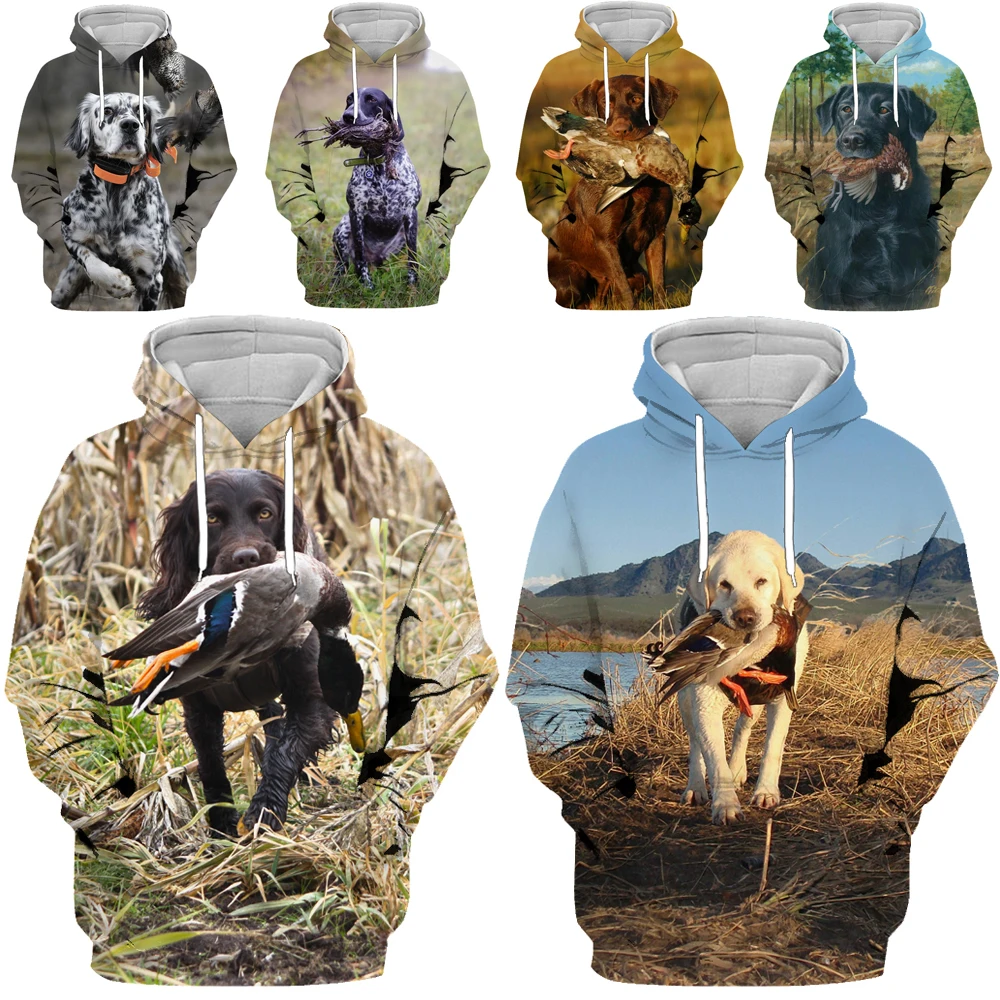 

Hunt Hoodies Men 3D Print Wild Animals Mallard Hound Training Game Women Hoody Harajuku Reed Camouflage Unisex Hooded