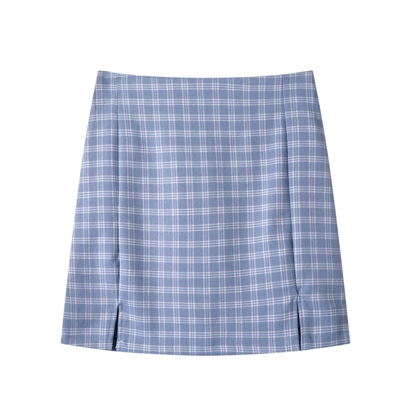 Slim Girls Plaid Pencil Skirt 2022 Summer Fashion Ladies Split Mini Skirts Vintage Women Sweet Skirt Streetwear Sexy Female Chic