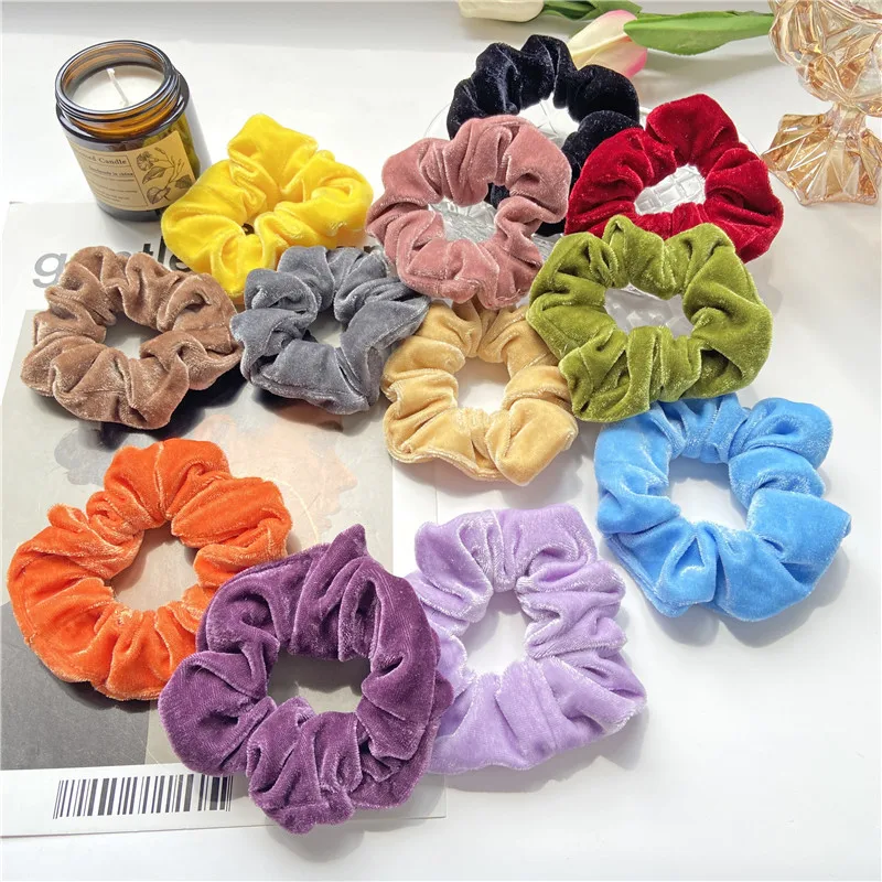 2020 NEW Candy Velvet Scrunchie For Girls Women Scrunchies Set Hair Ties Rope Ponytail Hair Accessories Hairbands Gifts