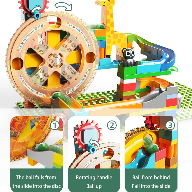 Marble Race Run Block Big Size Building Blocks Plastic Funnel Slide DIY Assembly Bricks Toys For Children