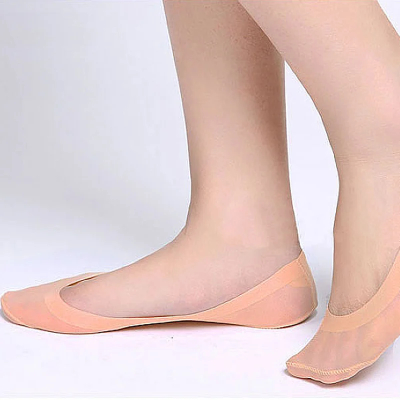 5 pairs Womens 3d Ultra Thin Seamless Invisible Sock Slippers Silica Gel Slip Resistant Transparent Summer Short Socks Women