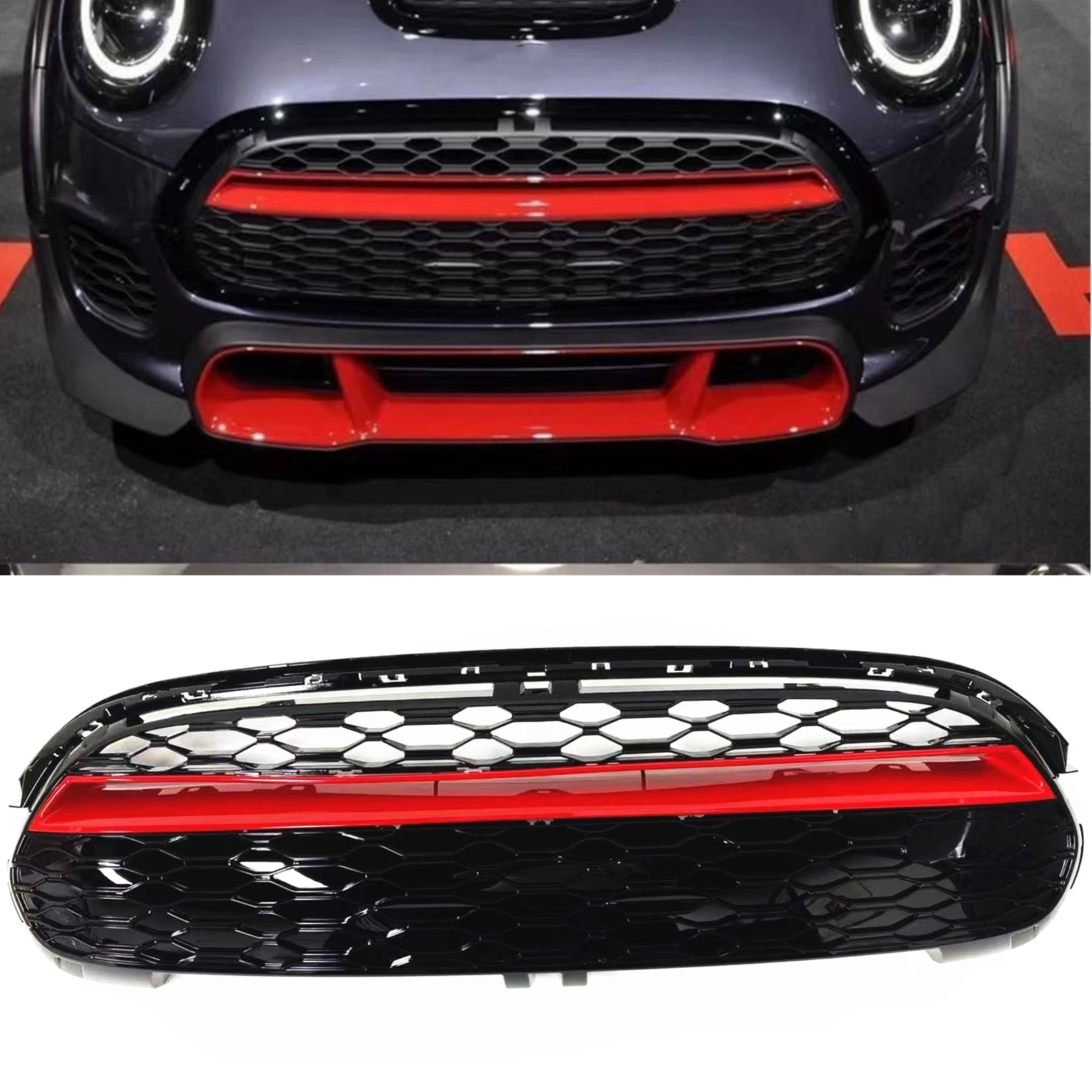 

Front Grille Racing Grills For BMW MINI COOPER F55 2015-2020 F56 2014-2020 F57 2016 2017 2018 2019 Upper Bumper Hood Mesh Grid