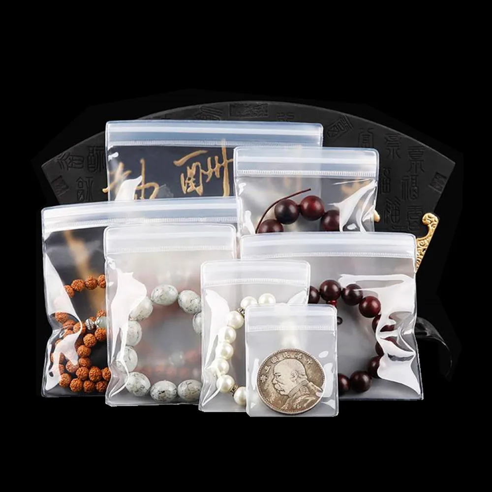 100pcs Zipper Resealable EVA Pack Bag for Jewelry Bracelet Anti-Oxidation Self Seal Packing Bag Clear Eco-friendly Plastic Pouch