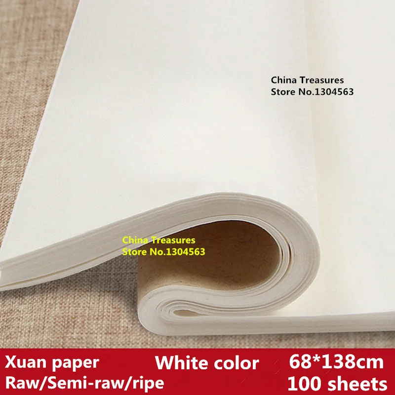 

100pcs/lot,69*138cm,Chinese 4 feet Rice Paper For Calligraphy Painting Paper Xuan Zhi Anhui Jing Xian Xuan Paper