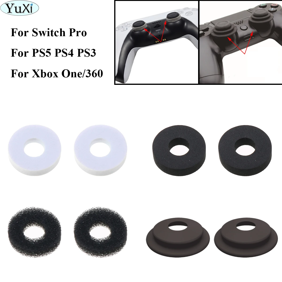 

YuXi 1pair Aim Assistant Ring Shock Absorbers Analog Joy Stick Game Accessories for Sony PS3 PS5 PS4 Pro XBOX ONE 360 Controll