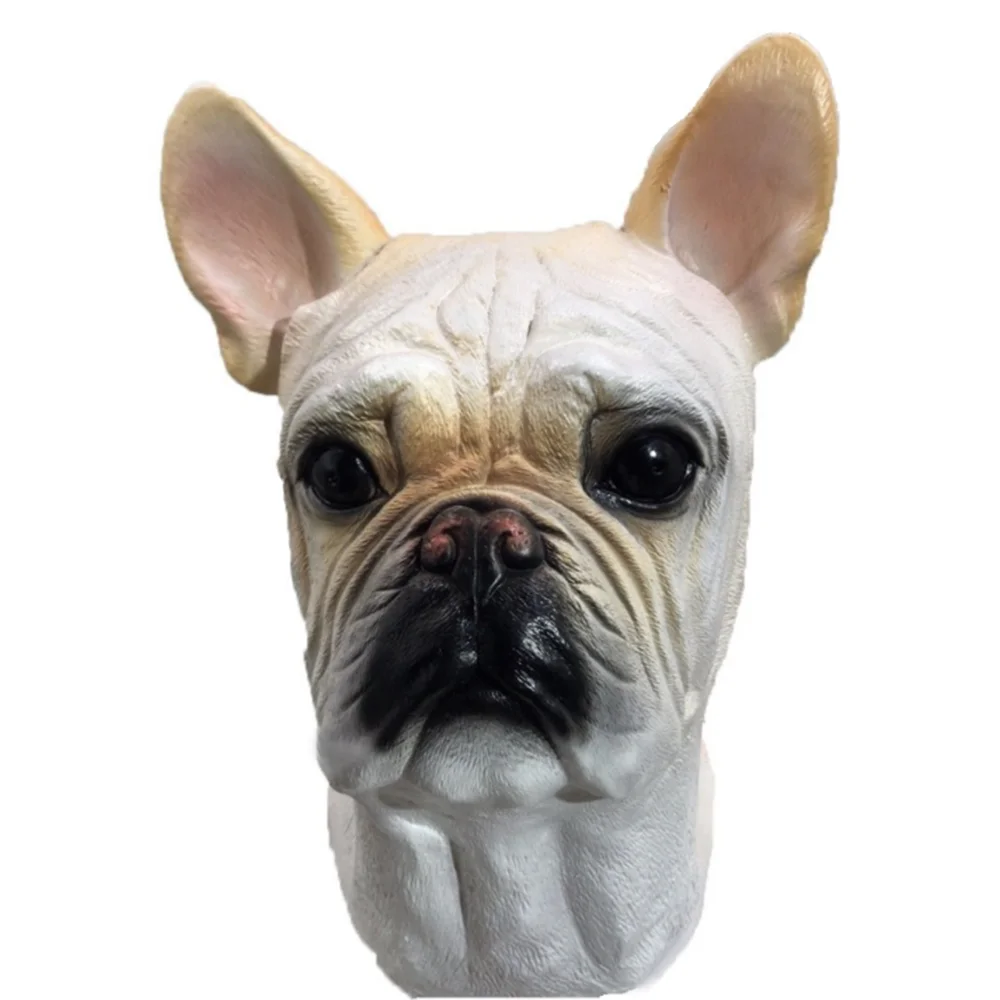 French Bulldog Mask Full Head Deluxe Latex Dog Animal Masks Fancy Dress Costume
