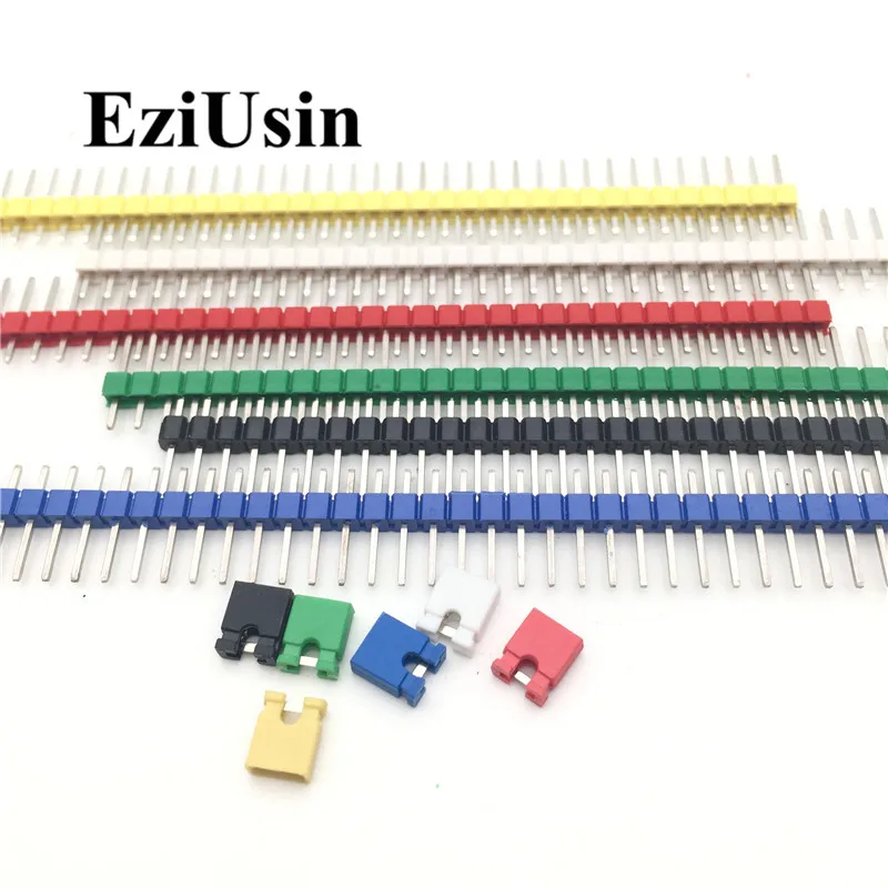 90pcs/lot 2.54 40 Pin 1x40 Single Row Male Breakable Pin Header Connector Strip & Jumper Blocks for Arduino Colorful 2.54mm