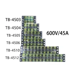 1Pcs TB-4503 TB-4504 TB-4505 TB-4506 TB-4510 TB-4512 Fixed Terminal Block 600V 45A Dual Row Screw Terminal Wire Connector