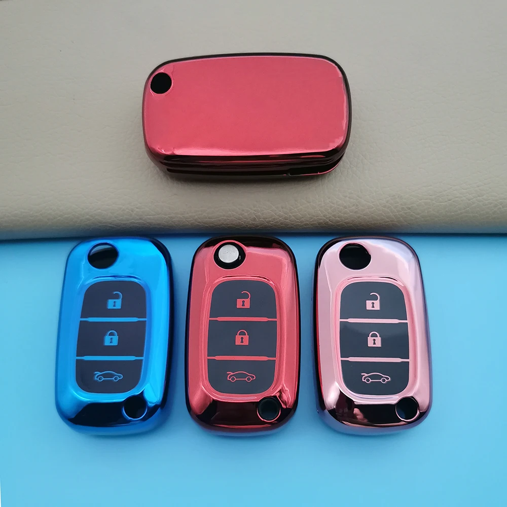 3 Button Flip Key Bag TPU Remote Control Keychain Car Key Cover Case For LADA Sedan Largus Kalina Granta / Vesta  Accessories