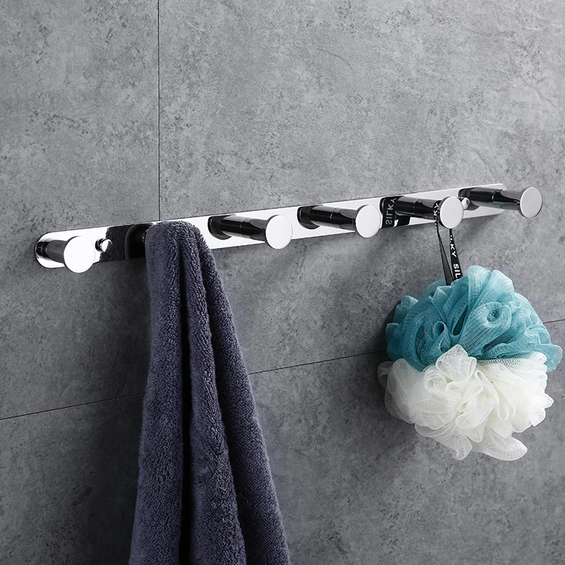 3/4/5/6 Pcs Towel Holder Metal Storage Rack Coat Hook Wall-mounted Storage Rack Shower Robe Hook Behind The Door Bathroom Shelf