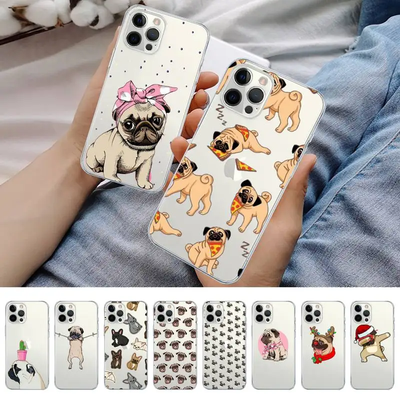 cute pug dog Phone Case for iPhone 11 12 13 mini pro XS MAX 8 7 6 6S Plus X 5S SE 2020 XR case