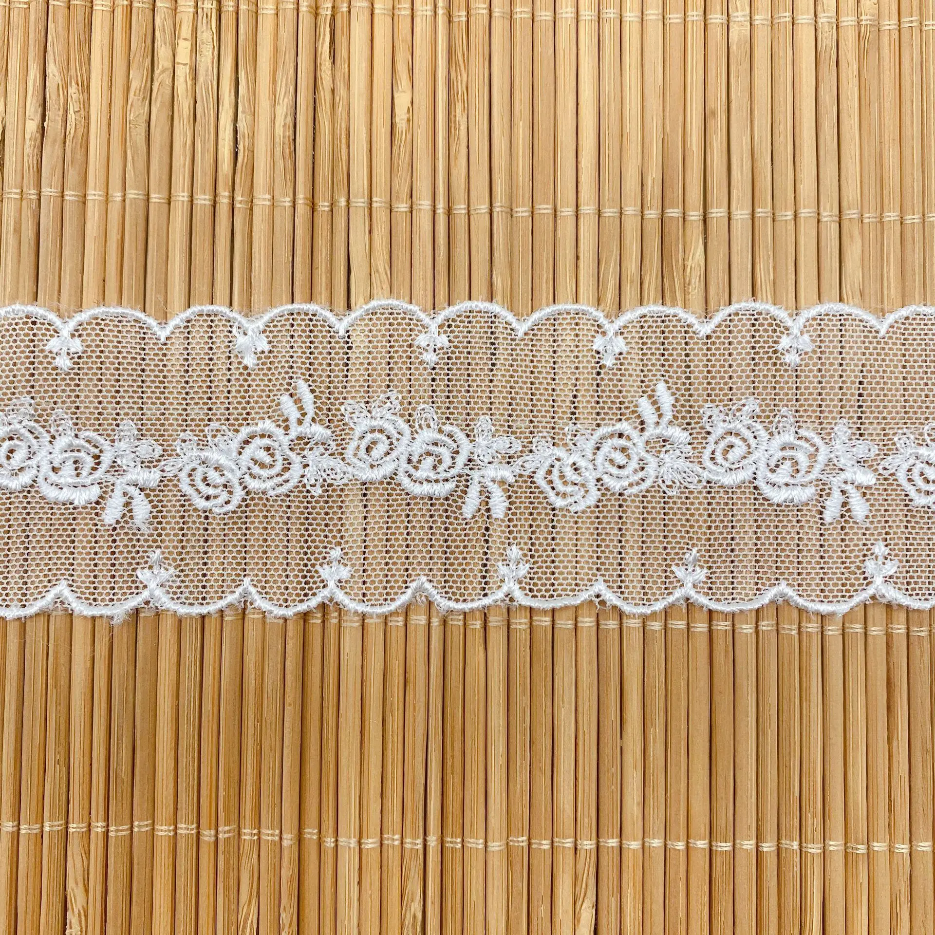 Tissu en maille brodée de Rose, 5 mètres/lot, ruban de couture artisanal, coupe, matériel de tricot, accessoires de vêtement pour bricolage