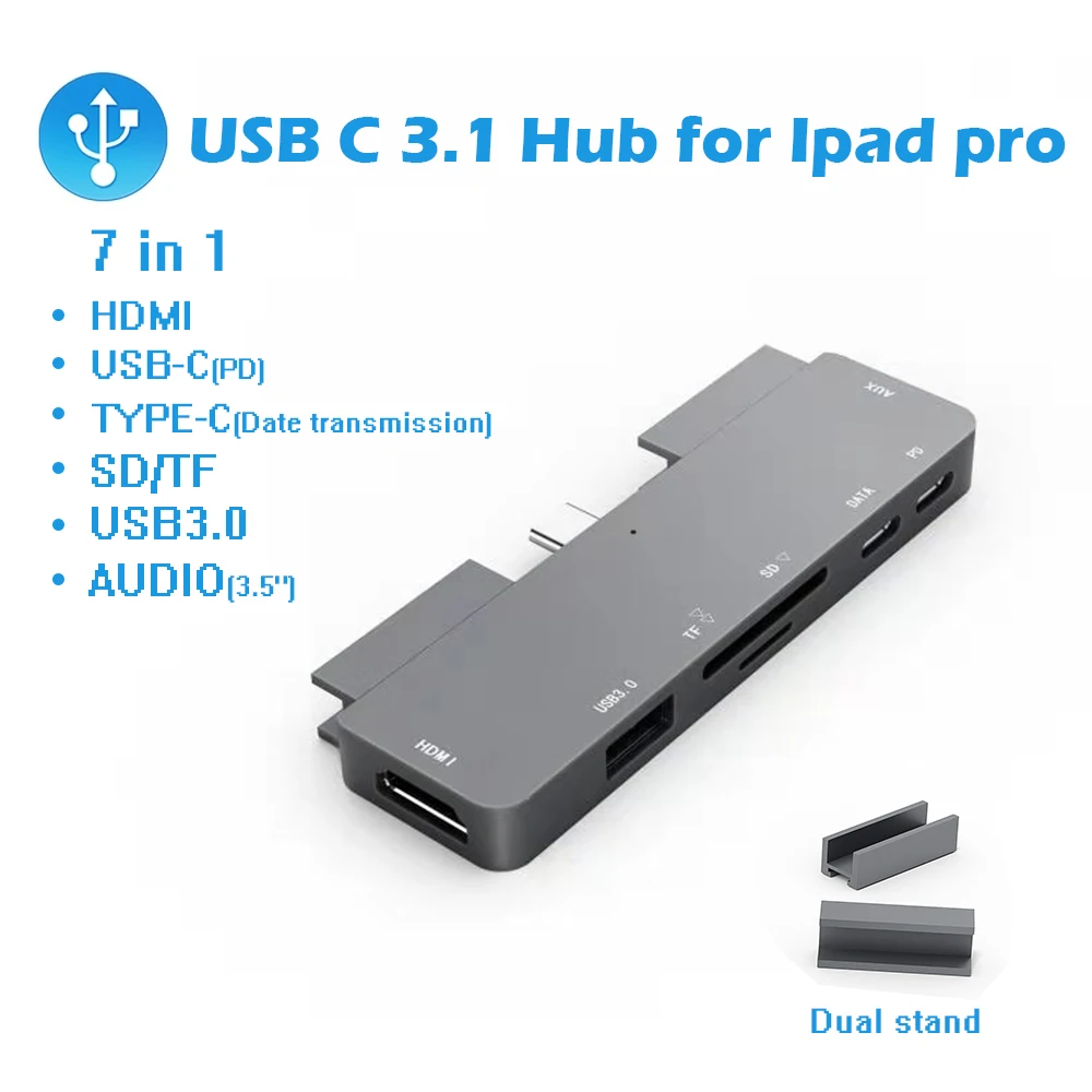 USB C Hub USB3.1 TYPE-C PD Charging for iPad Pro MacBook Air Switch to HDMI USB 3.0 Adapter Type-C Phone with Earphone Data Jack